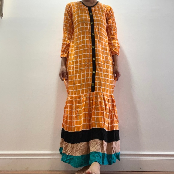 YELLOW VISCOSE MAXI DRESS - Picture 3 of 6